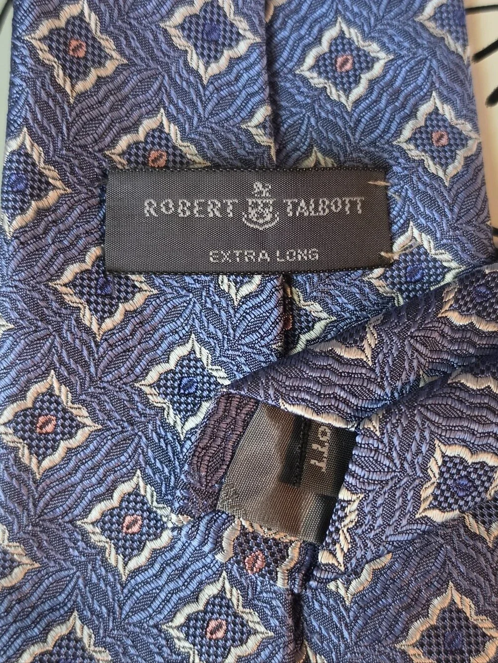 Robert Talbott Extra Long Silk Tie Blue Geometric XL 63